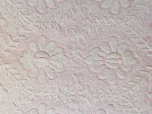 Toalla de mano vintage JACQUARD 14"x 34" floral rosa blanco algodón Letonia 1980-1990 - Imagen 1 de 4