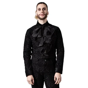 Killstar Gothic Goth Occult Vintage Velvet Ruffle Shirt - Thorn (Size Large) - Picture 1 of 10