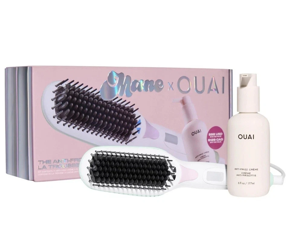 Mane x OUAI Anti-Frizz Heated Straightening Brush Hair Value Set - New - Image 1 of 1