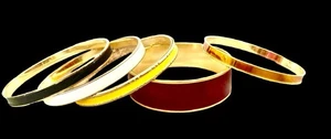 Vintage Lot Of Colorful Fall Stack Bangle Bracelets~ Signed Trifari & Monet - Picture 1 of 7