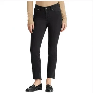 Jeans donna Lauren Ralph Lauren 14 nero regal dritto alla caviglia elasticizzato orlo sfilacciato - Foto 1 di 11