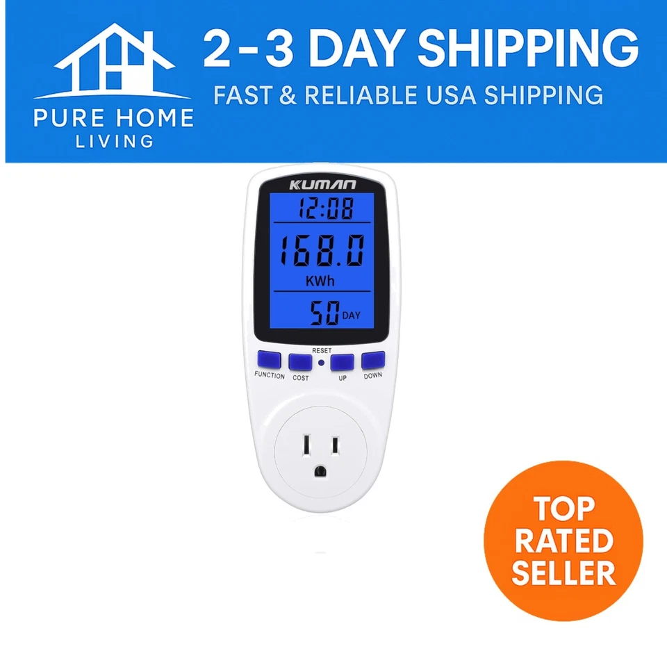 Компактный подключаемый ваттметр - монитор энергии с памятью данных и прозрачным ЖК-экраном - Изображение 1 из 4