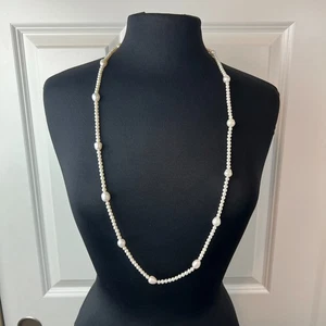 Sterling Silber 925 Süßwasser Perlenkette RJ langer Strang abgestufte Perlen - Bild 1 von 11