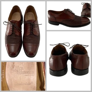 Allen Edmonds Lauderdale Cap-Toe Schuhe Herren Gr. 9,5 D braun geflochtenes Leder USA YGI - Bild 1 von 16