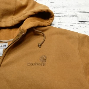 VINTAGE Carhartt Hoodie Mens L Brown Zip Up Full Zip K185 BRN Workwear - Picture 1 of 10