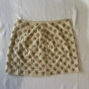 New Women’s Club Monaco Meri Beaded Jupe Handcrafted Mini Skirt Ivory/Beige Sz 0 - Picture 1 of 13
