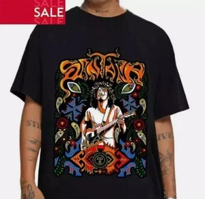 Retro Guitarist Carlos Santana Black Unisex T-Shirt Gift For Fan - Picture 1 of 6