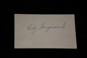 TARJETA ÍNDICE AUTOGRAFIADA FIRMADA POR RUDY TOMJANOVICH COHETES CERTIFICADO JSA - Imagen 1 de 1