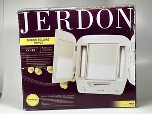Jerdon Euro Tri-Fold Lighted Makeup Mirror JGL10W 4-light settings 10x magnify - Picture 1 of 8