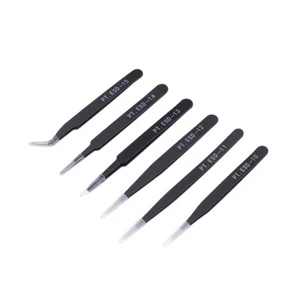 6pcs/Set Iron Beading Tweezers Kit Smooth Black Craft Gems Pick-Up DIY Hand Tool - Picture 1 of 8
