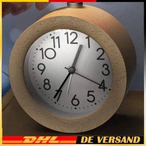 Wecker Analog Leise ohne Ticken Tischuhr aus Holz mit Nachtlicht Alarm Lautlos - Bild 1 von 18