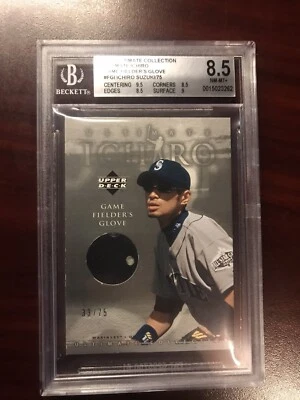 2001 UPPER DECK ULTIMATE COLLECTION ICHIRO ROOKIE LEATHER GLOVE SP #/75 BGS 8.5 - Image 1 of 4