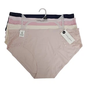 Laura Ashley Womens 5-Pack No-Show Panties Lace Trim XL Assorted Colors - Picture 1 of 11