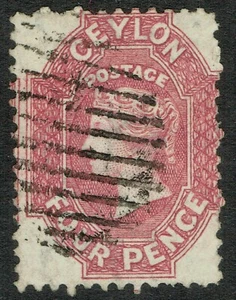Ceylon 1863 4d Rose-Carmine SG 52 Perf 12.5 Very Fine Used Cat. £275.00 - Picture 1 of 1