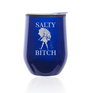 Stemless Wine Tumbler Coffee Travel Mug Glass Cup w/ Lid Salty Btch Funny - Picture 1 of 9