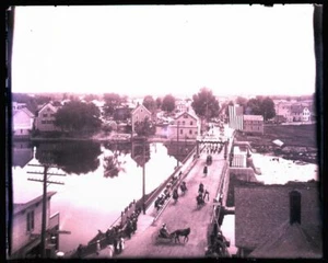 (39) ANTIKE GLASNEGATIVE, NEWPORT, ME "1814-1914 UMZUG ÜBER DAMM ZUR STADT" - Bild 1 von 12