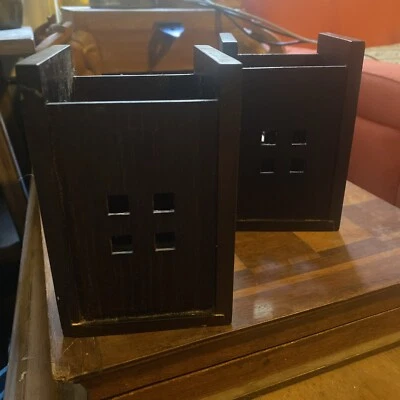 Desktop Pen Holders, Japanese Dark Brown Wood, Tokyu Hands Modern Design, 2 Av. - Image 1 of 4