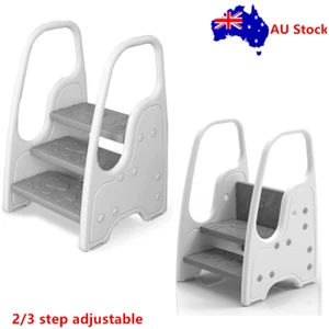 Toddler Step Stool 3 Steps Ladder Tower Kids Bathroom Sink Counter Kitchen Stand - Picture 1 of 17