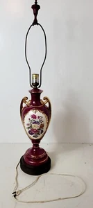 Vintage Red Ceramic Victorian Flower Table Lamp - Picture 1 of 14