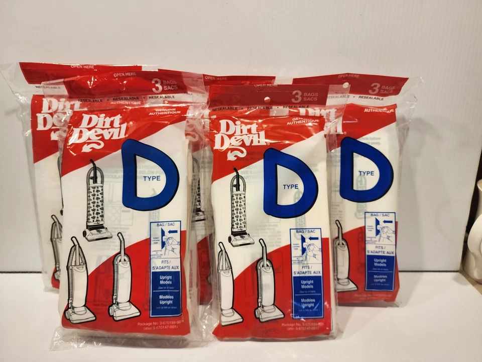 Dirt Devil Vacuum Bag Replacement Type D   5 x 3 = 15 Bags New/Sealed - Image 1 of 3