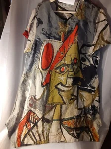 SYFS THC Kleid Damen 2xl abstrakte Kunst Gesichtstaschen asymmetrischer Saum - Bild 1 von 12