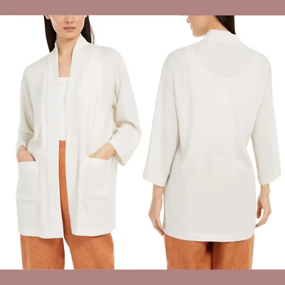 Chaqueta kimono Georgett 100 % seda Eileen Fisher [mediana] nueva con etiquetas $458 en hueso T1431 Foto 1 de 4