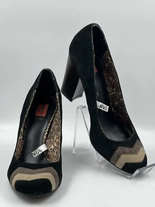 Missoni for Target schwarze Wildleder-Pumps Chevron rund geschnitten klobiger Blockabsatz 8,5 M - Bild 1 von 16