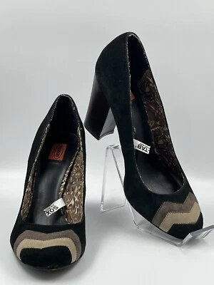 Zapatos de salón Missoni for Target de gamuza negros Chevron punta redonda grueso tacón bloque 8,5 M Foto 1 de 4