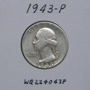 1943-P Cuarto Washington, moneda 90% plata - Imagen 1 de 2