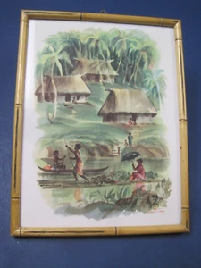 Vintage Hawaiian Matson Line Fiji Print Menu L. Macouillard Hawaii Bamboo Framed - Picture 1 of 8