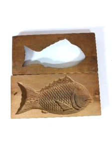 Japanische Kashigata Holz geschnitzt Kuchenform Fisch Meeresbrasse Tai - Bild 1 von 6