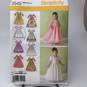 Simplicity Pattern 3545 Uncut Girls Sz 3 4 5 6 Princess Dress Flowergirl - Picture 1 of 2