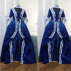 1770s Women Rococo Blue Dress French Queen Marie Antoinette Blue Ball Gown - Picture 1 of 8