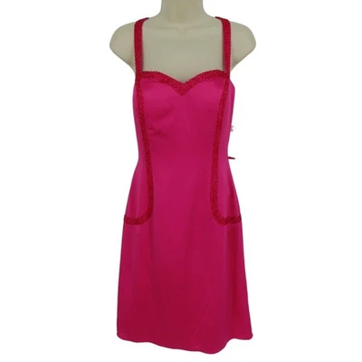 Vestido sin mangas Fredericks of Hollywood para mujer 8 rosa todo seda con cuentas Y2K NUEVO Foto 1 de 4