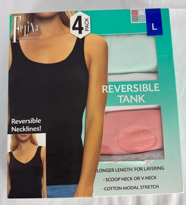 Felina Women S Reversible Necklines Tank Cotton Modal 4 Pack Large L - Image 1 of 3