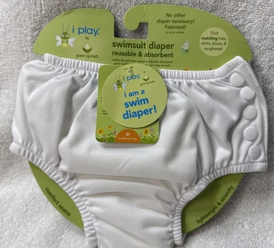 Pañal de natación absorbente reutilizable a presión unisex para bebé Iplay blanco talla 3T#37 Foto 1 de 3