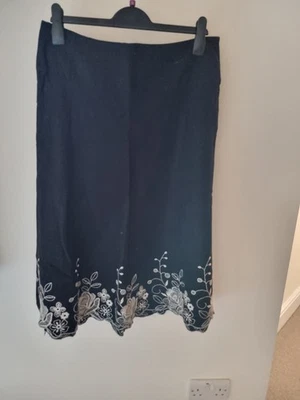 Women's F&F Linen Skirt, Embroidered Hem, Size 12 - Image 1 of 4