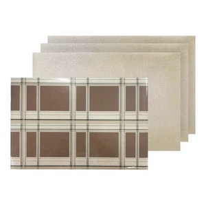 Sidewalk Trench Plaid Reversible Metallic Shimmer Placemat Set of 4, 12 In. X 18 - Picture 1 of 5