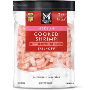Member's Mark Farm Raised Medium Cooked Shrimp, Frozen, 50-70 ct. per pound, 2 l - Picture 1 of 8