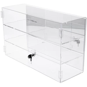 Plymor Acrylic Rectangular Locking Case, 2 Shelves (Mirrored), 13" x 21" x 7.5" - Picture 1 of 1
