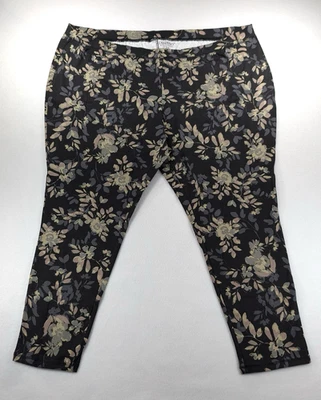 Леггинсы активные Catherines Plus размер 4x (30/32) черные и желтовато-коричневые с цветочным рисунком - Изображение 1 из 3
