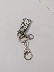 VERA BRADLEY Key Ring Split Loop Key Chain Flowers Green Blue White - Bild 1 von 3
