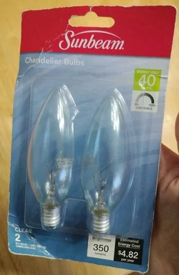 2 lâmpadas lustre transparente Sunbeam base de candelabro 40W 130V indoor outdoor - Imagem 1 de 4