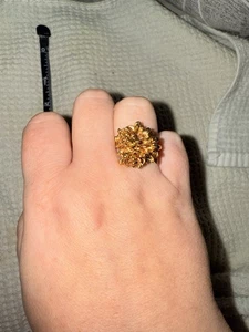 vintage gold adjustable flower ring - Picture 1 of 4