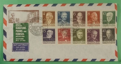 DR WHO 1953 GERMANY DUSSELDORF EXPO SLOGAN CANCEL PORTRAIT COMBO AIRMAIL R12077 - Image 1 of 2