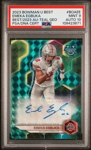 2023 Bowman U Best Autograph Teal Geometric EMEKA EGBUKA /15 PSA 9 MINT AUTO 10 - Picture 1 of 2