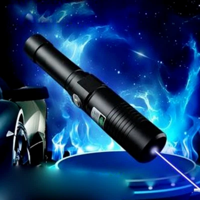 Adjustable Focus 450nm Blue Laser Pointers Visible Beam Battries & Charger - Photo 1/4
