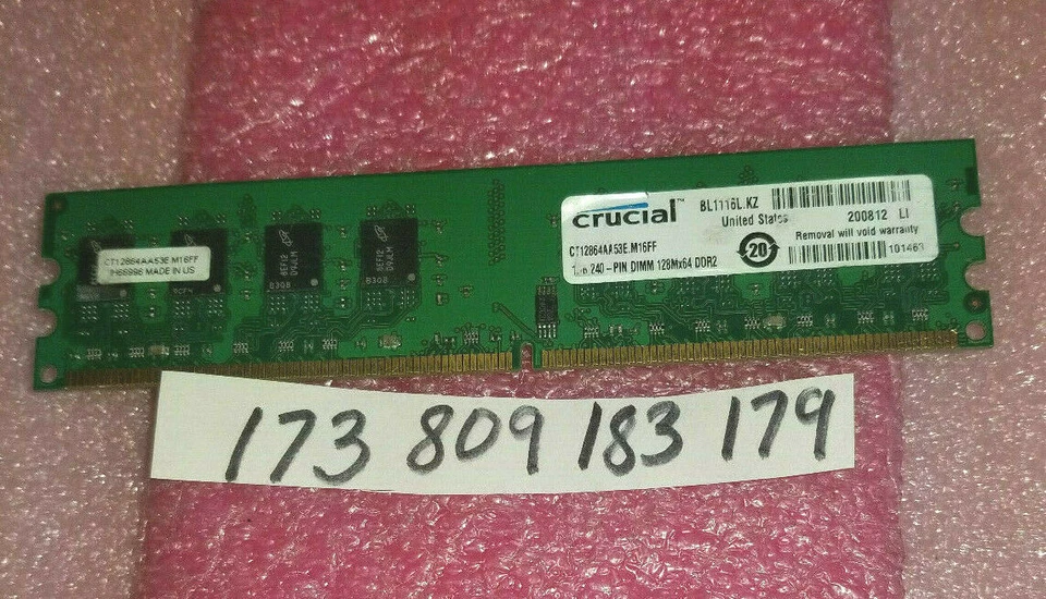 1GB  DDR2  PC2 4200 PC24200 533 240PIN 2RX8 64X8 NON-ECC INTEL PC DESKTOP RAM  - Image 1 of 1