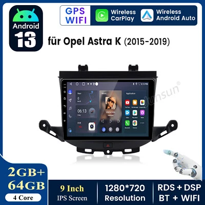 Für Opel Astra K 9" Touchscreen Android Autoradio GPS Bluetooth USB CARPLAY 64GB - Bild 1 von 4