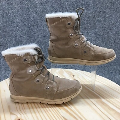 Sorel Winter Boots Womens 8.5 Explorer Il Joan Beige Suede Faux Fur NL3424-271 - Image 1 of 4